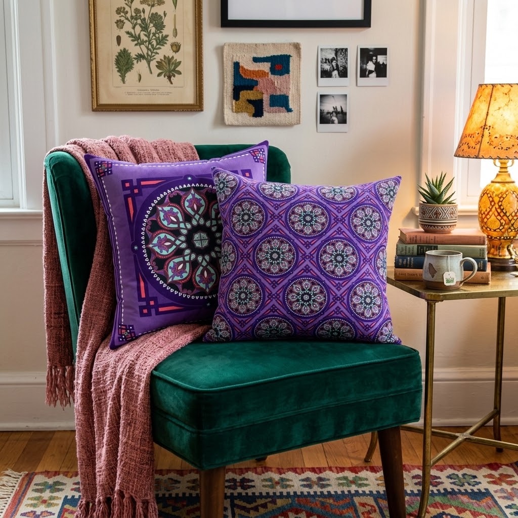 Marie Faux Suede Throw Pillow in Midnight
