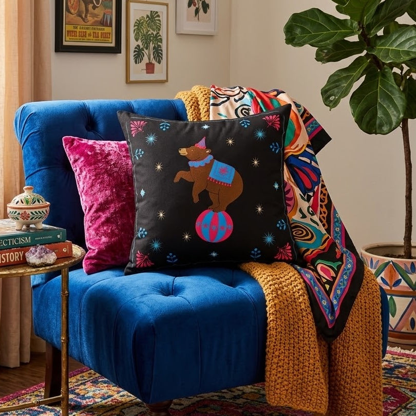 Gwenny Bear Faux Suede Throw Pillow