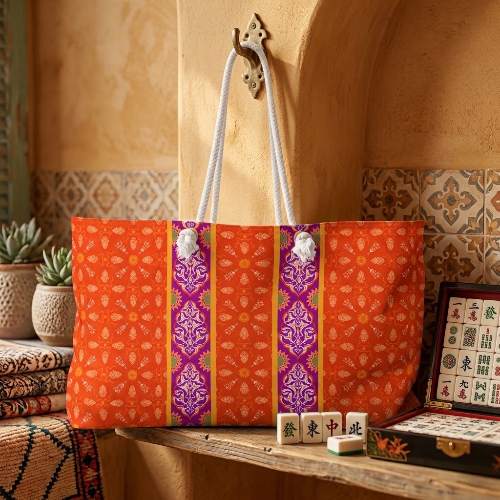 Marie Mahjong Tote in Clementine