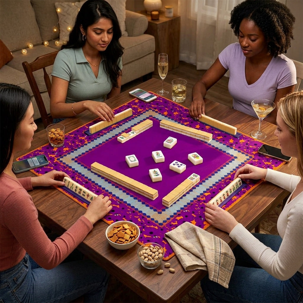 Birdie Mahjong Mat in Plum (Made in USA)