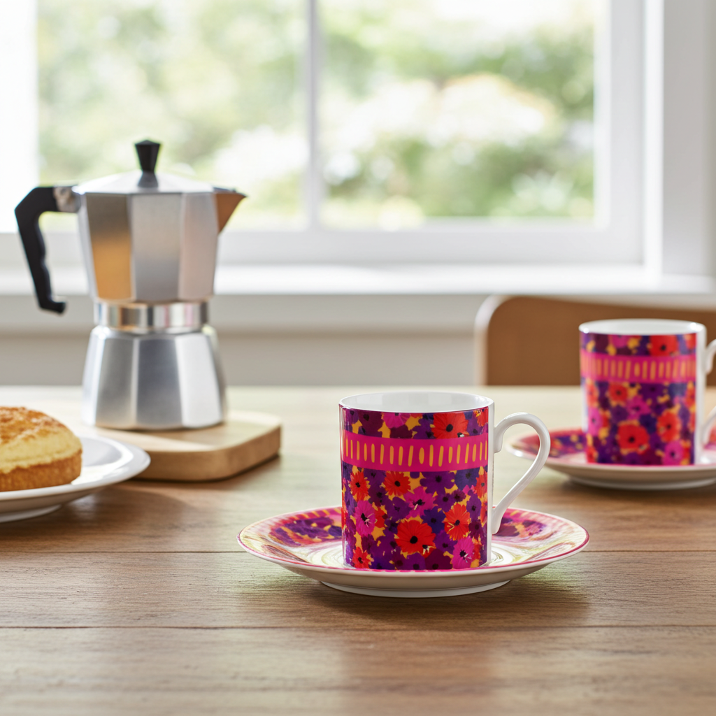 Birdie Espresso Cup and Saucer in Autumn Spice