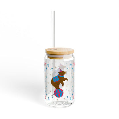 Gwenny Bear Sipper Glass, 16oz