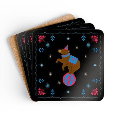 Gwenny Bear Corkwood Coaster, Set of 4