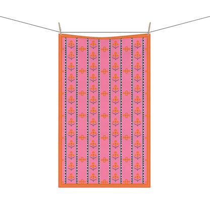 Flora Cotton Tea Towels in Pink