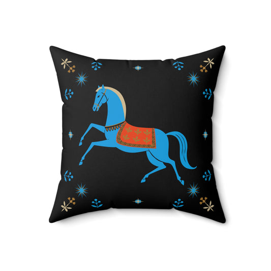 Gwenny Horse Faux Suede Throw Pillow