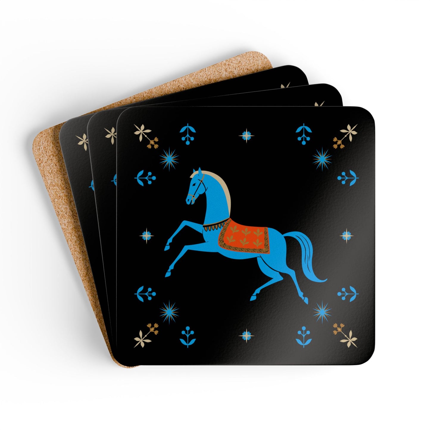 Gwenny Horse Corkwood Coaster, Set of 4
