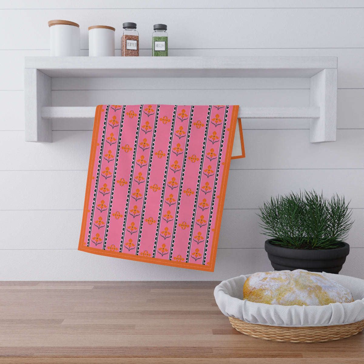 Flora Cotton Tea Towels in Pink
