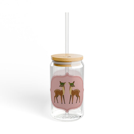 Gwenny Deer Sipper Glass, 16oz