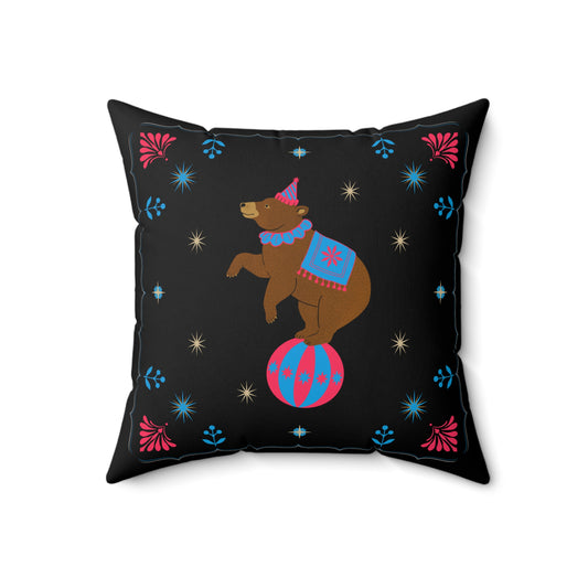 Gwenny Bear Faux Suede Throw Pillow