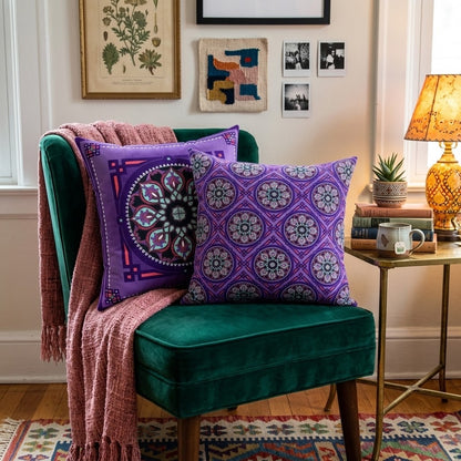 Marie Faux Suede Throw Pillow in Midnight