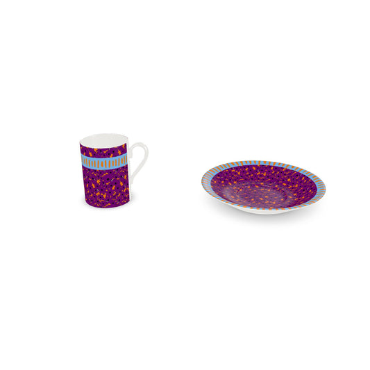 Birdie Espresso Cup and Saucer in Plum