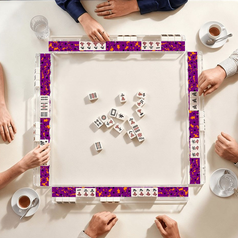 Birdie Mahjong Tile Pusher, Set of 4 in Plum