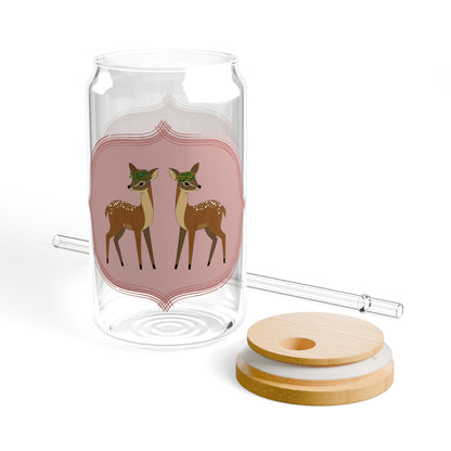 Gwenny Deer Sipper Glass, 16oz