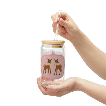 Gwenny Deer Sipper Glass, 16oz