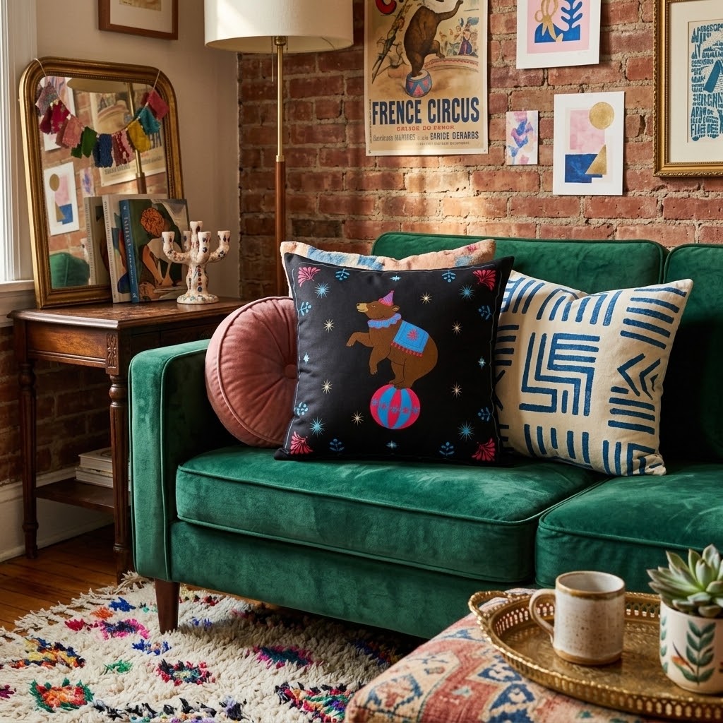 Gwenny Bear Faux Suede Throw Pillow