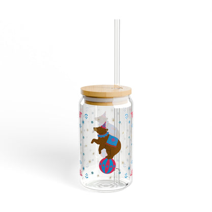 Gwenny Bear Sipper Glass, 16oz