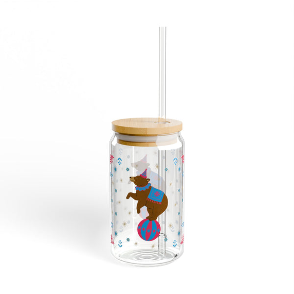 Gwenny Bear Sipper Glass, 16oz