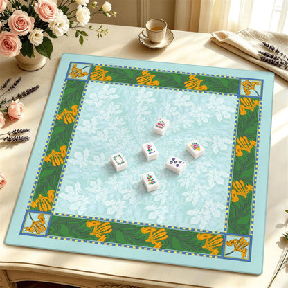 Iris Mahjong Mat in Frost (Made in USA)