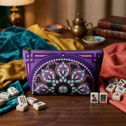 Marie Mahjong Tile Travel Pouch in Midnight