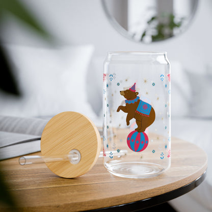 Gwenny Bear Sipper Glass, 16oz