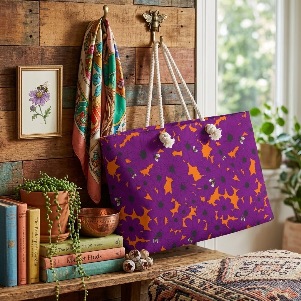 Birdie Mahjong Tote in Plum