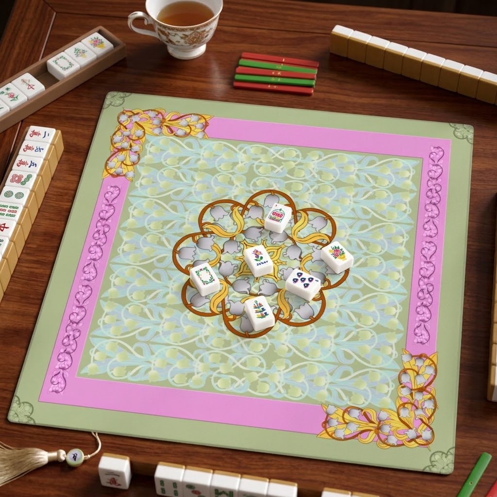 Liliana Mahjong Mat in Frost (Made in USA)