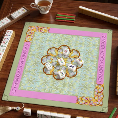 Liliana Mahjong Mat in Frost (Made in USA)