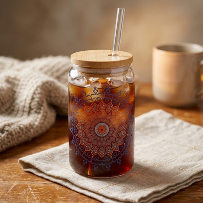 Marie Mandala Sipper Glass, 16oz