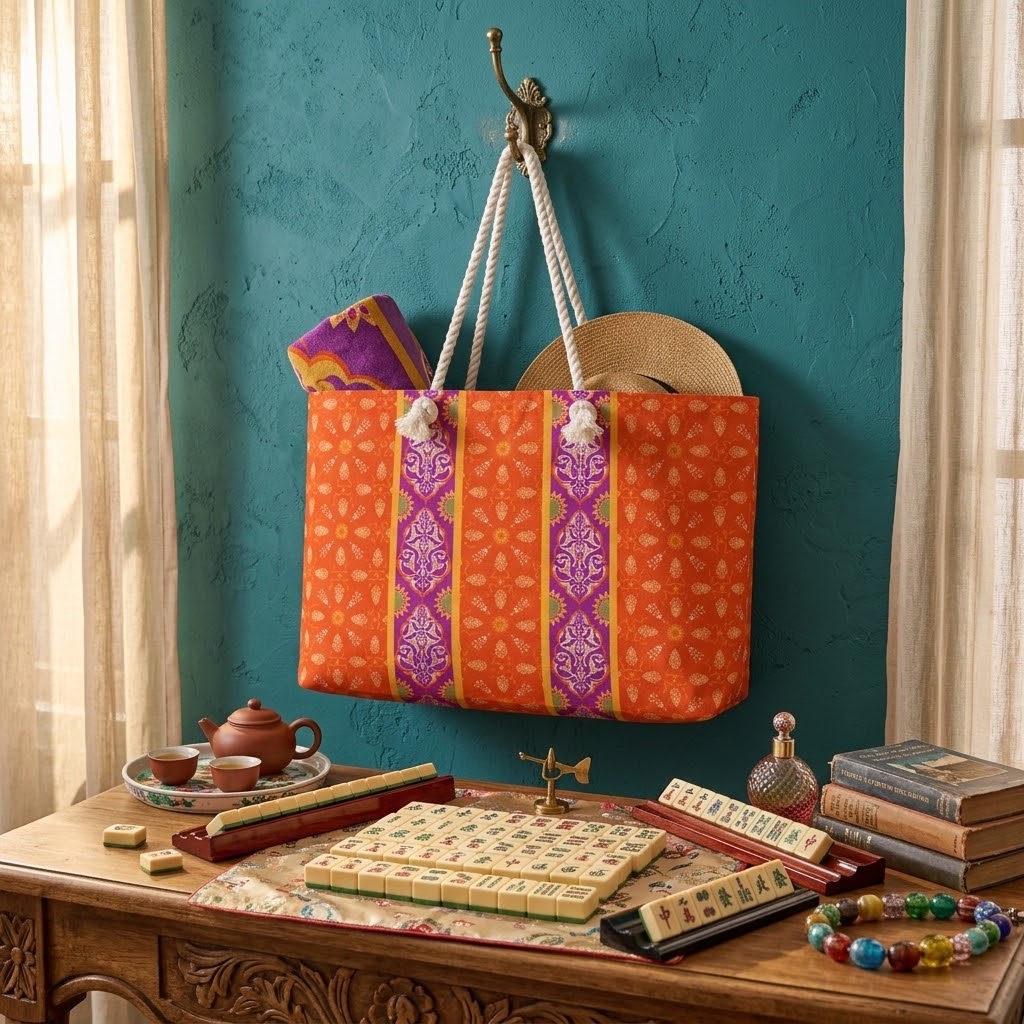 Marie Mahjong Tote in Clementine