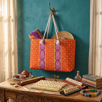 Marie Mahjong Tote in Clementine