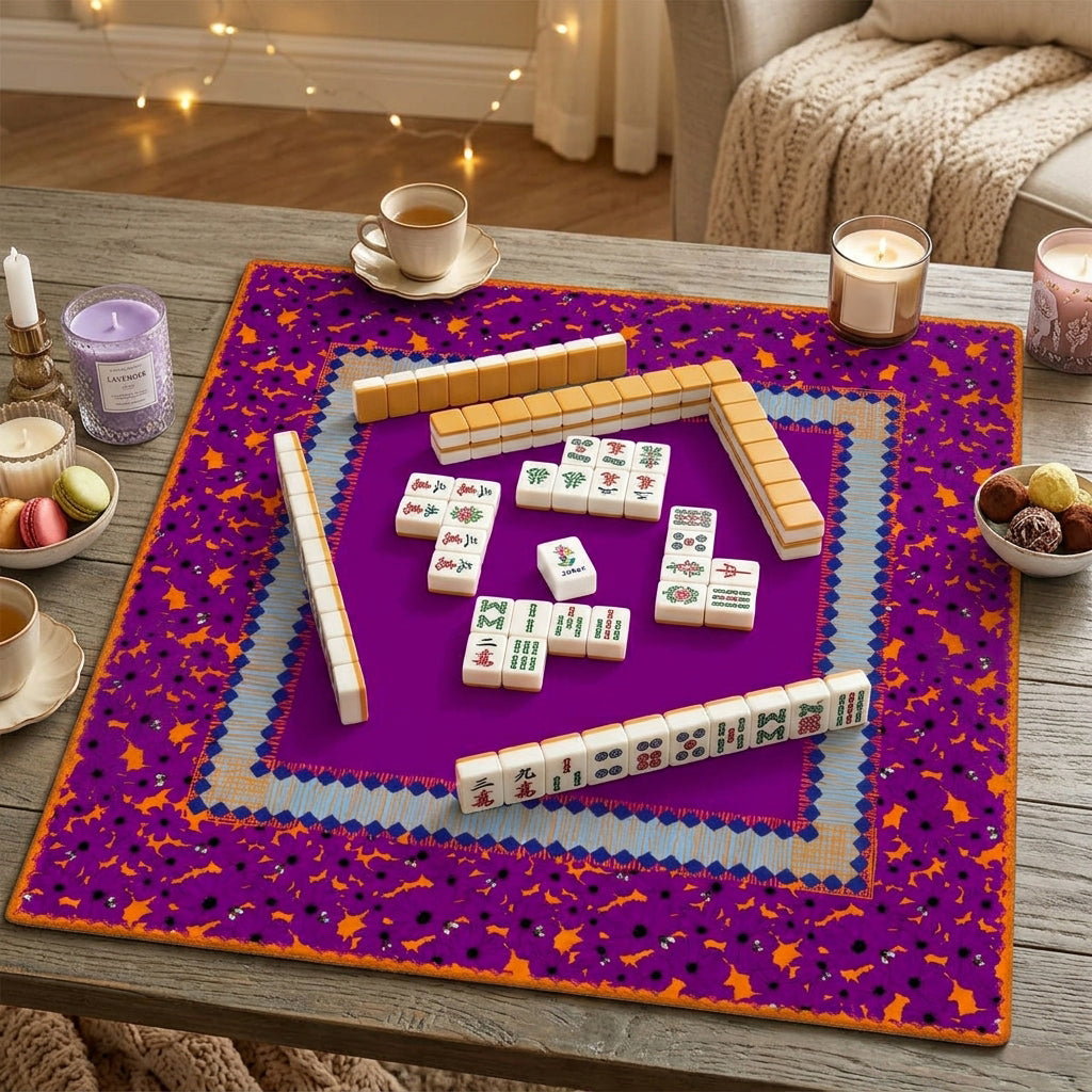 Birdie Mahjong Mat in Plum (Made in USA)