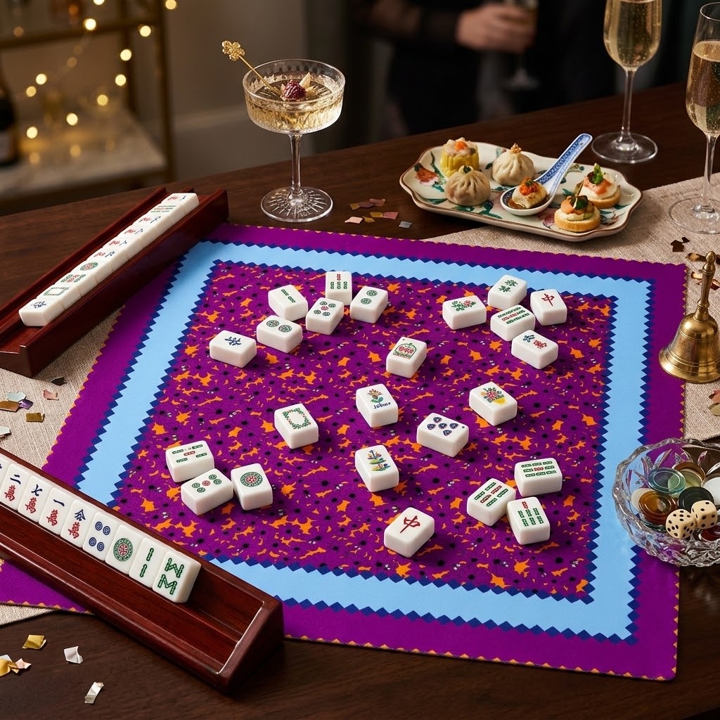 Birdie Mahjong Mat in Blue Plum (Made in USA)