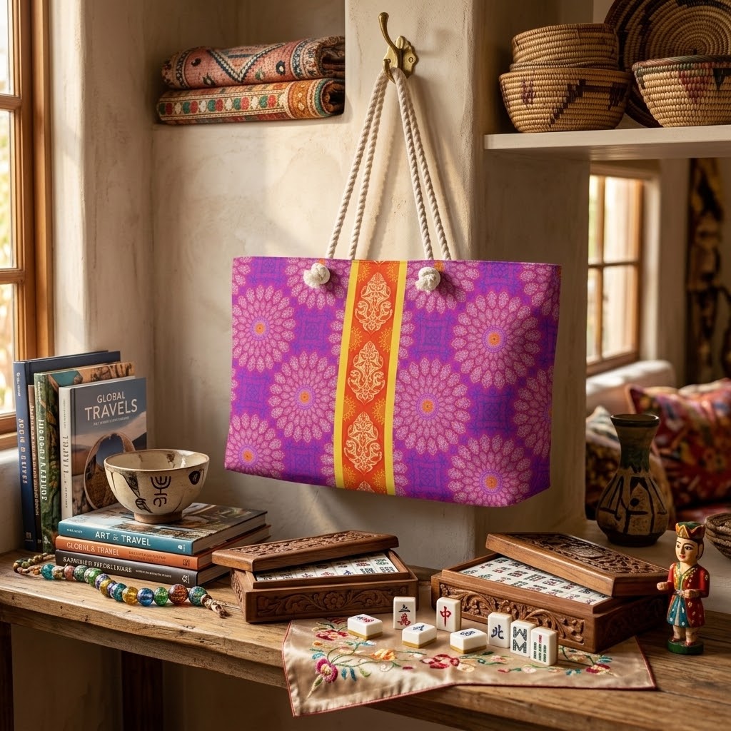 Marie Mahjong Tote in Plum