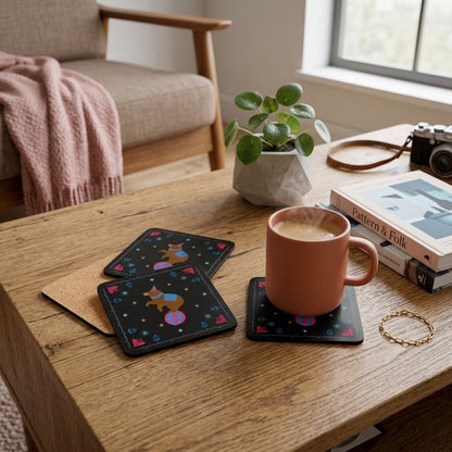 Gwenny Bear Corkwood Coaster, Set of 4