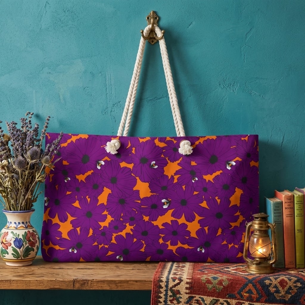 Birdie Mahjong Tote in Plum