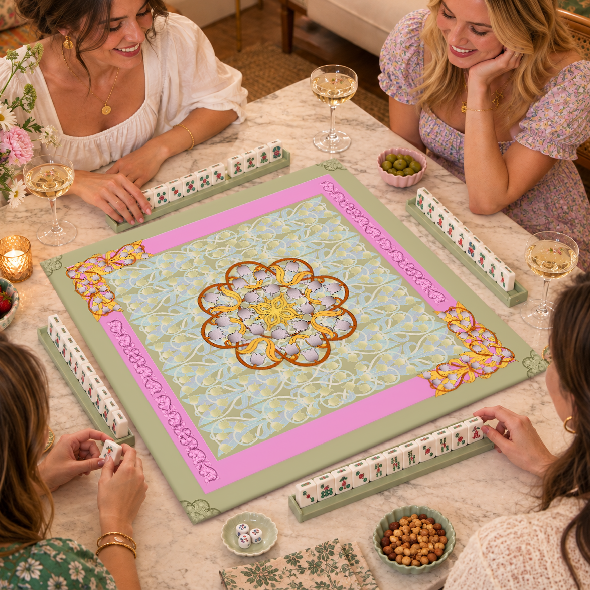 Liliana Mahjong Mat in Frost (Made in USA)
