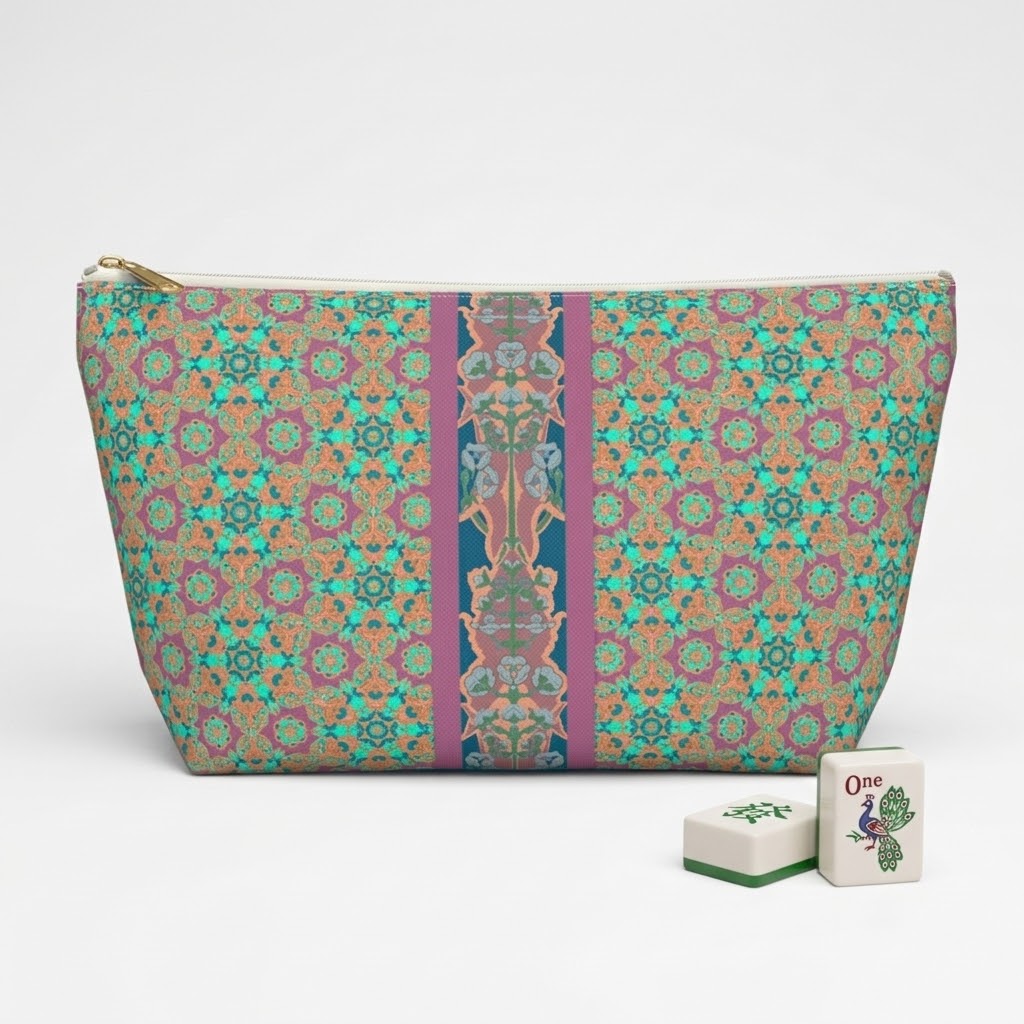 Wendi Mahjong Tile Travel Pouch in rosewood