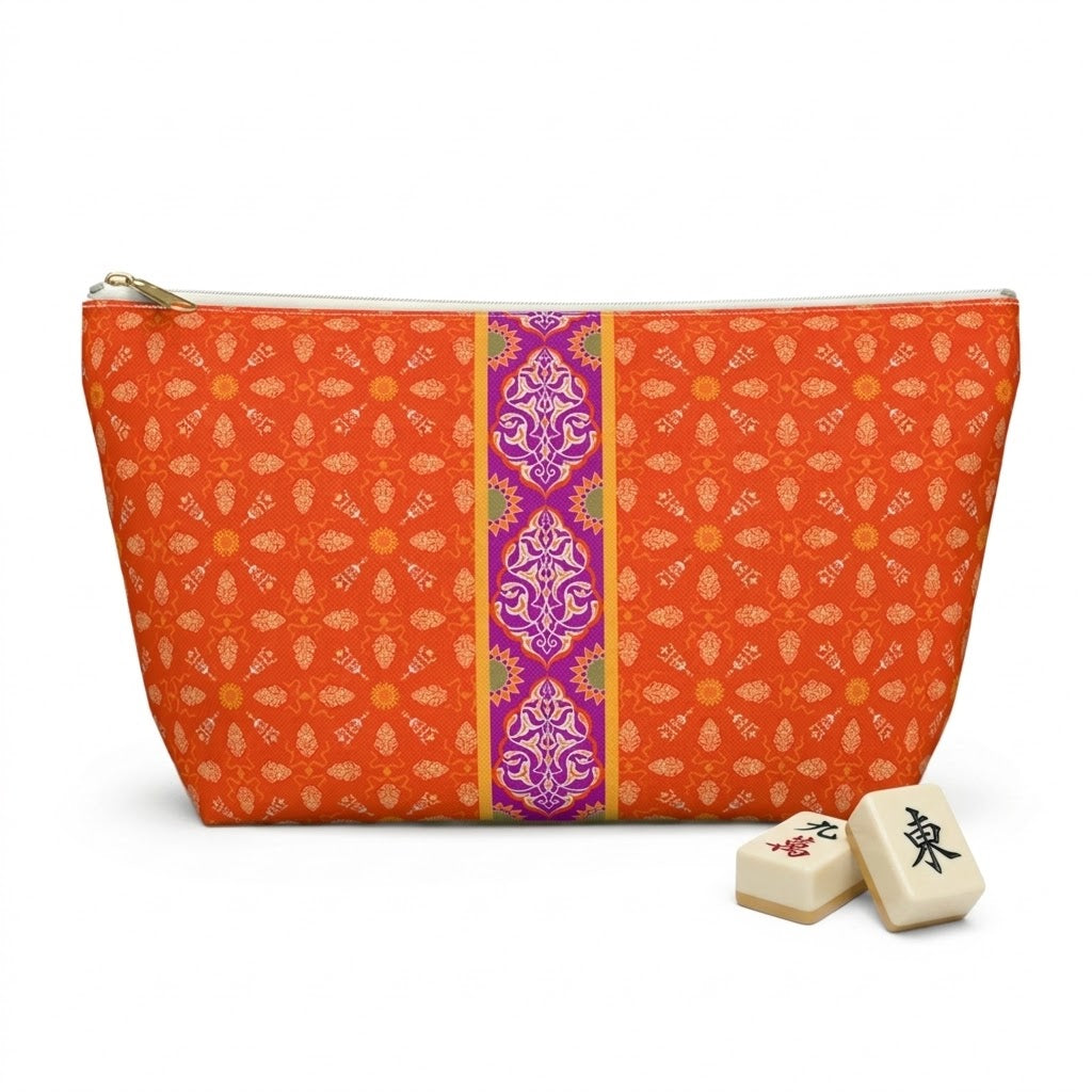 Marie Mahjong Tile Travel Pouch in Clementine