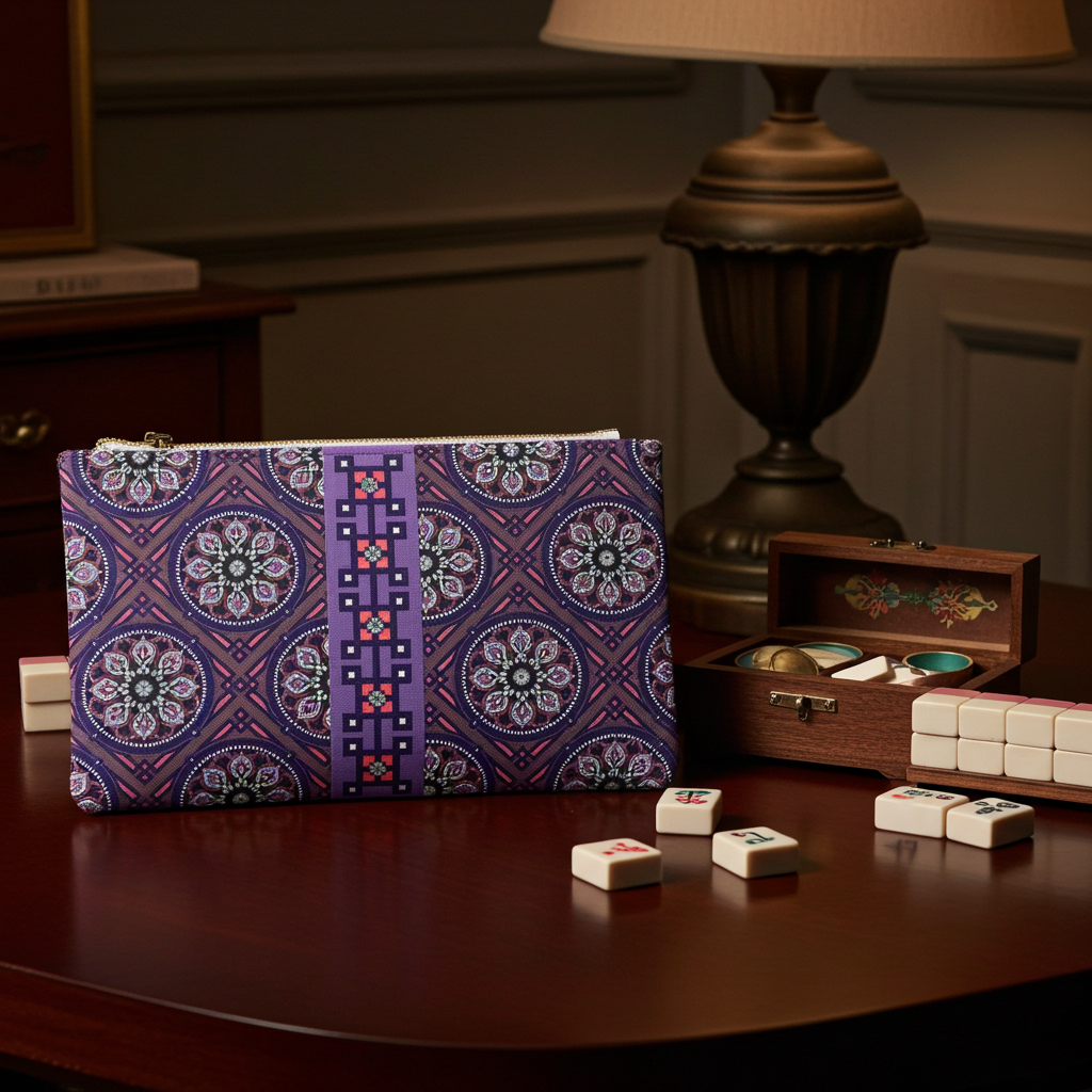 Marie Mahjong Card Holder Clutch in Midnight