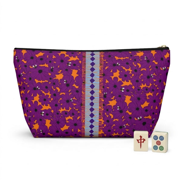 Birdie Mahjong Tile Travel Pouch in Plum
