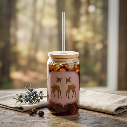 Gwenny Deer Sipper Glass, 16oz