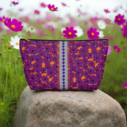 Birdie Mahjong Tile Travel Pouch in Plum