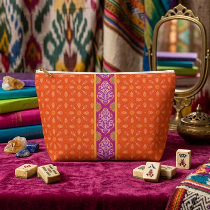 Marie Mahjong Tile Travel Pouch in Clementine