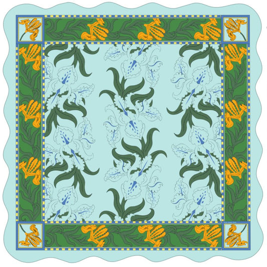 Iris Scalloped Edge Mahjong Mat in Frost