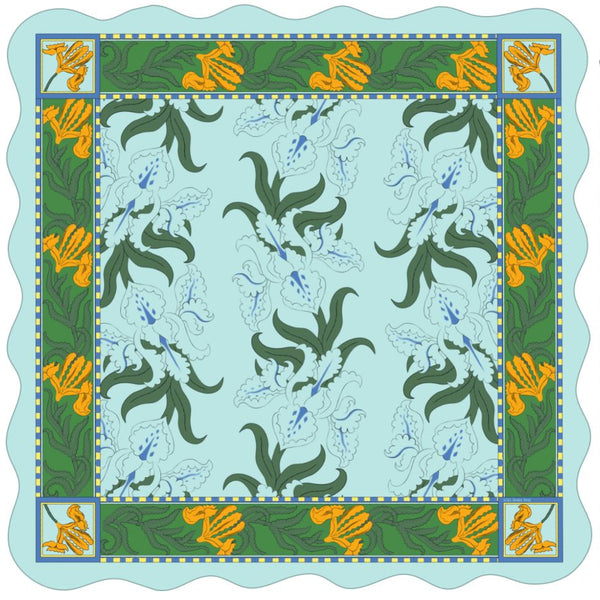Iris Scalloped Edge Mahjong Mat in Frost