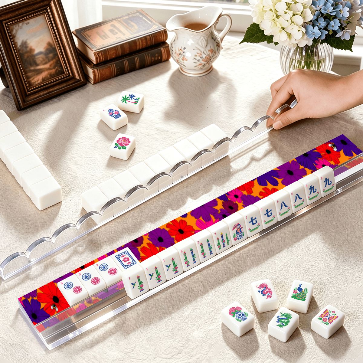 Birdie Mahjong Tile Pusher, Set of 4 in Autumn Spice