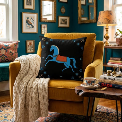 Gwenny Horse Faux Suede Throw Pillow