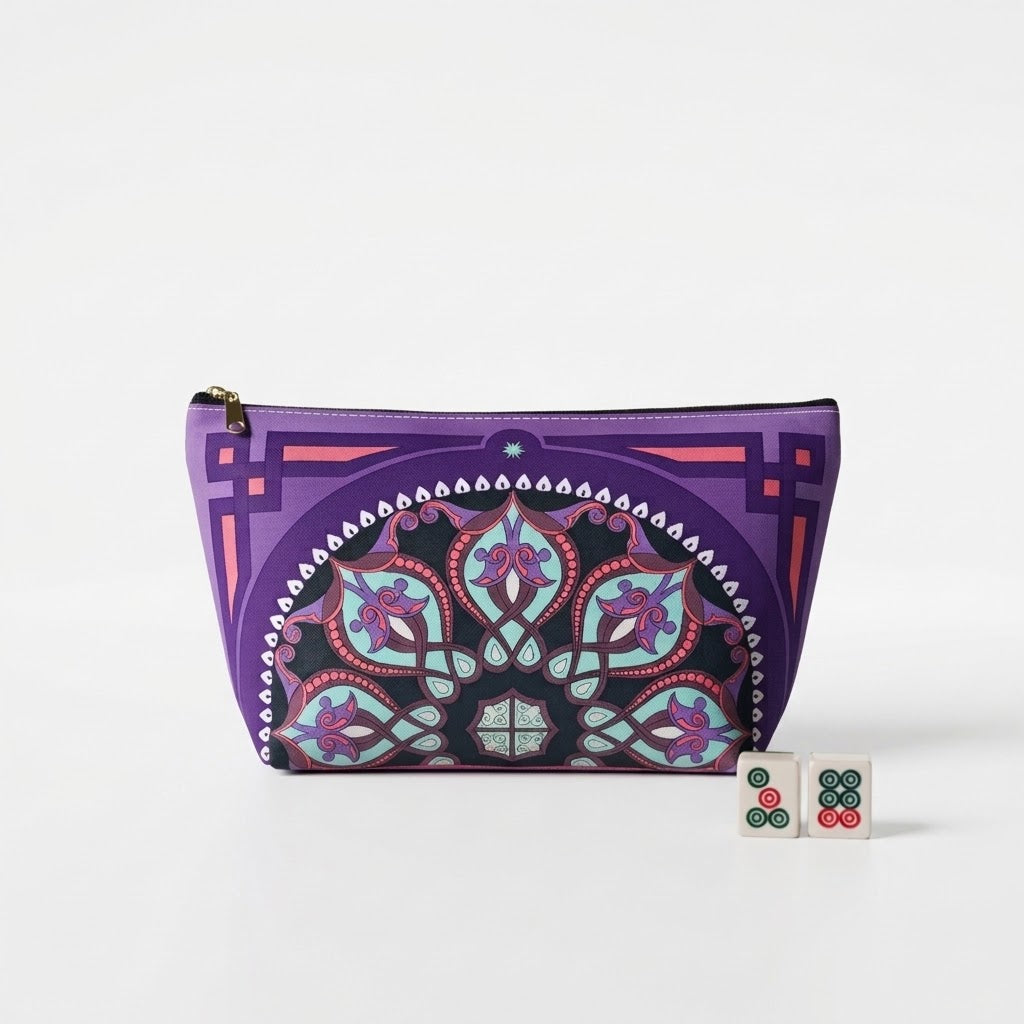 Marie Mahjong Tile Travel Pouch in Midnight