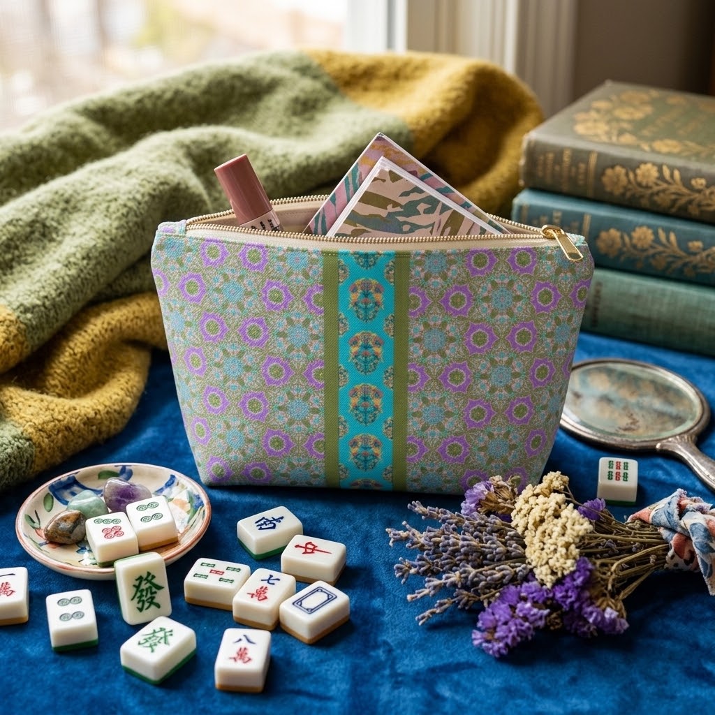 Wendi Mahjong Tile Travel Pouch in Wisteria