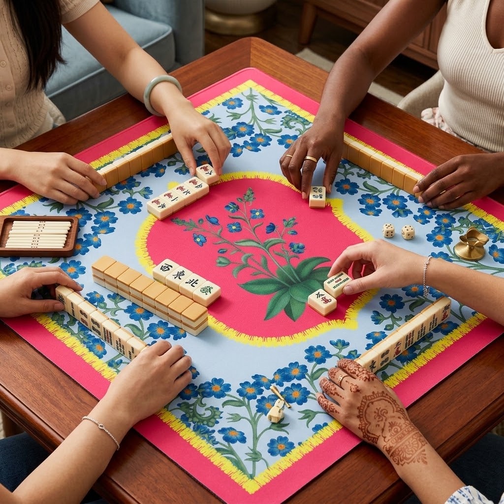Bettina Mahjong Mat in Bubble Gum (Made in USA)